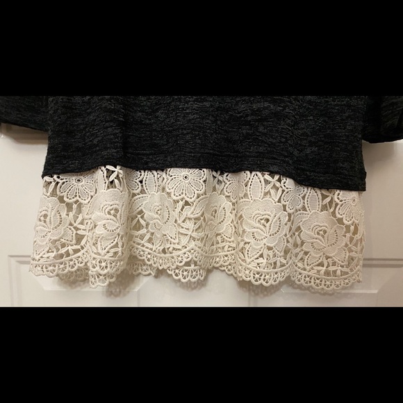 Altar’d State Black Heather with Lace Trim Top - Picture 4 of 5